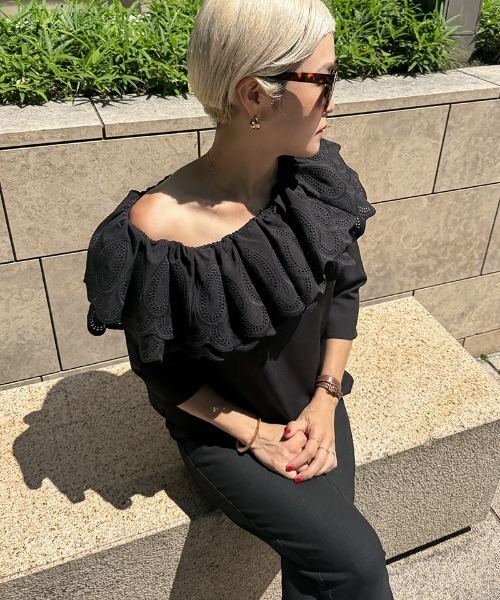 フリルアシンメトリーレースブラウス レディース : ZOZOTOWN Yahoo!店