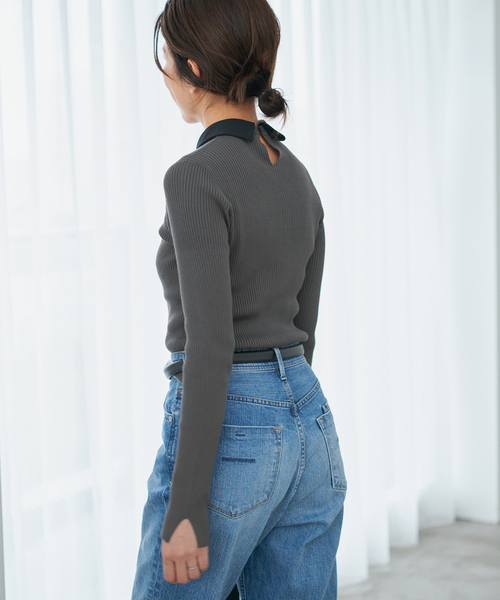 IENA（イエナ） ニット セーター バイカラー 襟RIBホールガーメント