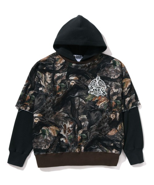A BATHING APE パーカー TREE EDGE CAMO LAYERED PULLOVER