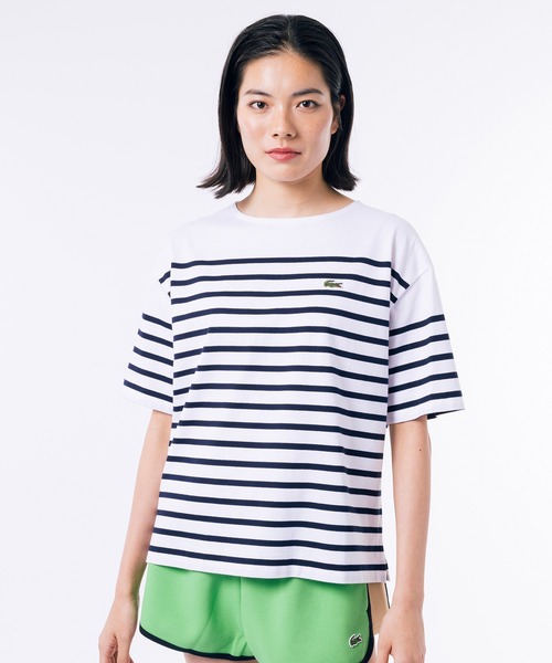 「LACOSTE」 7分袖カットソー 40 ネイビー レディース