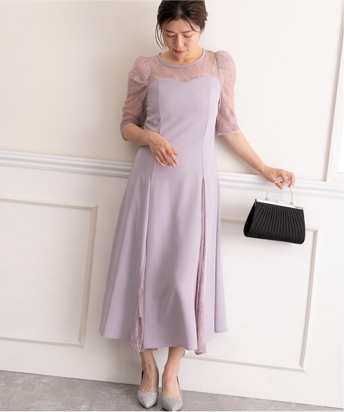 【清楚系人気色】PLEATS PLEASE ラベンダーワンピ PREFERIR 「PREFERIR」 「haremode」7分袖ワンピース MEDIUM