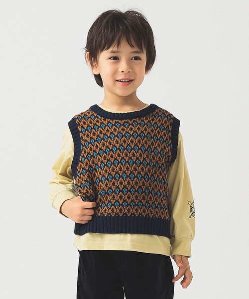 mediam kids jacquard knit vest ニットベスト mediam kids jacquard knit vest ニットベストB：MING by BEAMS