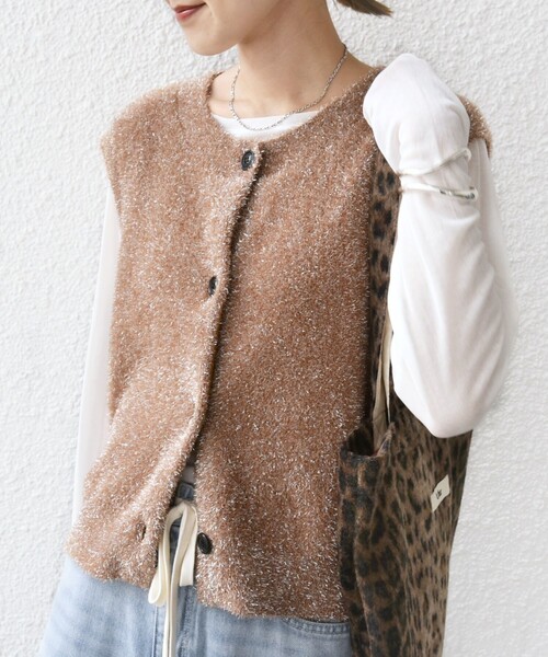 【新品希少】SHIPS シップス ベスト ジレ ベージュ SHIPS（シップス） ベスト ジレ 「手洗い可能」ラメ ニット ベスト