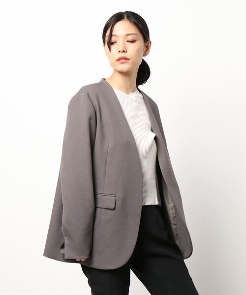 「Spick & Span」 ノーカラージャケット 36 カーキ レディース