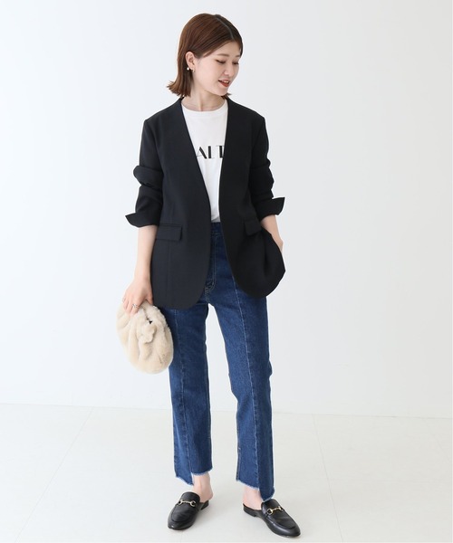 「Spick & Span」 ノーカラージャケット 36 カーキ レディース