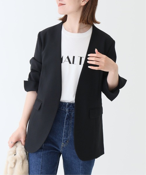 「Spick & Span」 ノーカラージャケット 36 カーキ レディース