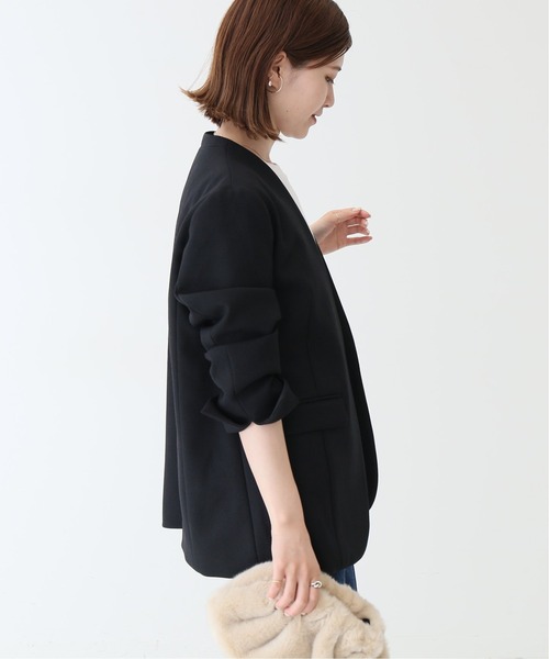 「Spick & Span」 ノーカラージャケット 36 カーキ レディース