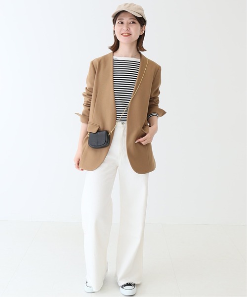 「Spick & Span」 ノーカラージャケット 36 カーキ レディース