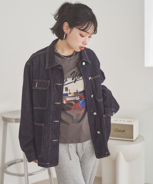 USデニム カバーオール FOURSTAR × 4Q デニムジャケット デニムジャケット gジャン 4 pocket denim coverall jacket /4ポケット