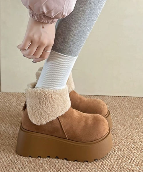 ブーツ ZIP厚底ショートムートンブーツ レディース : ZOZOTOWN Yahoo