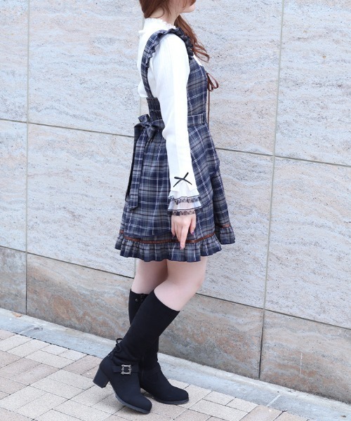 axes femme（アクシーズ ファム） ジャンパースカート チェック柄編上