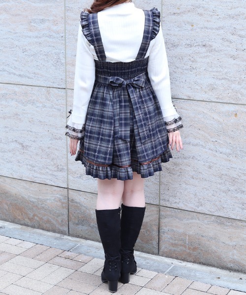 axes femme（アクシーズ ファム） ジャンパースカート チェック柄編上