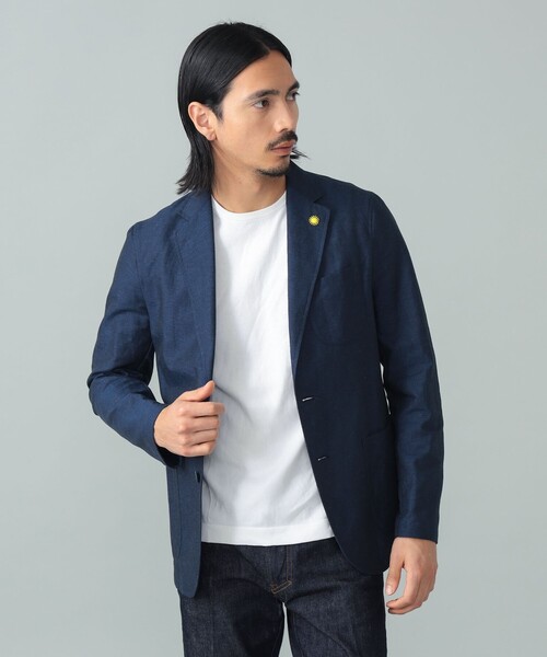 コート ジャケット 「別注」GIANNETTO / コットンリネン ネイビージャケット メンズの画像