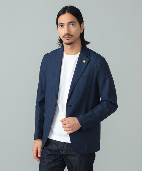 コート ジャケット 「別注」GIANNETTO / コットンリネン ネイビージャケット メンズの画像