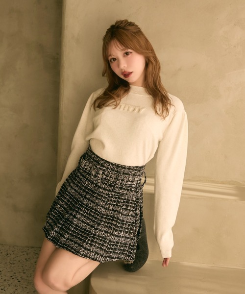 TITTY＆CO.（ティティーアンドコー） スカート ベルト付きツイード
