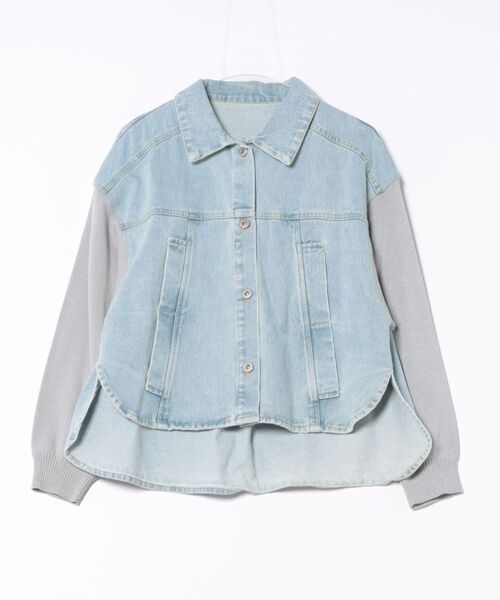 Jines（ジネス） デニムジャケット gジャン ニットドッキングデニム