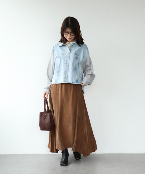 Jines（ジネス） デニムジャケット gジャン ニットドッキングデニム