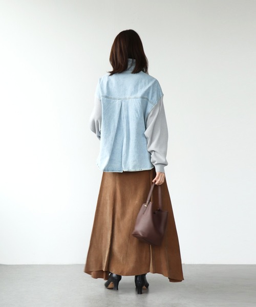 Jines（ジネス） デニムジャケット gジャン ニットドッキングデニム