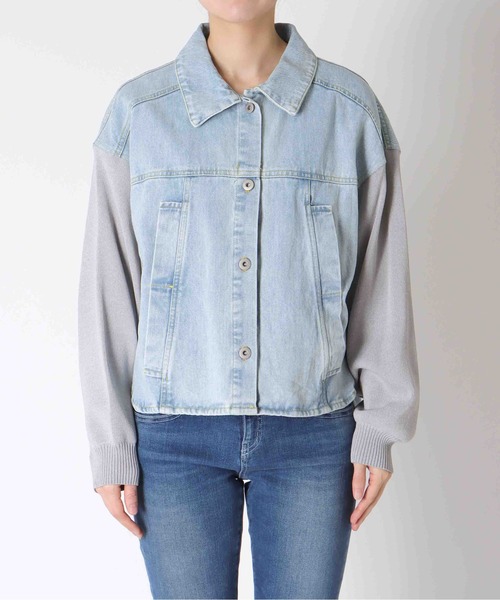 Jines（ジネス） デニムジャケット gジャン ニットドッキングデニム