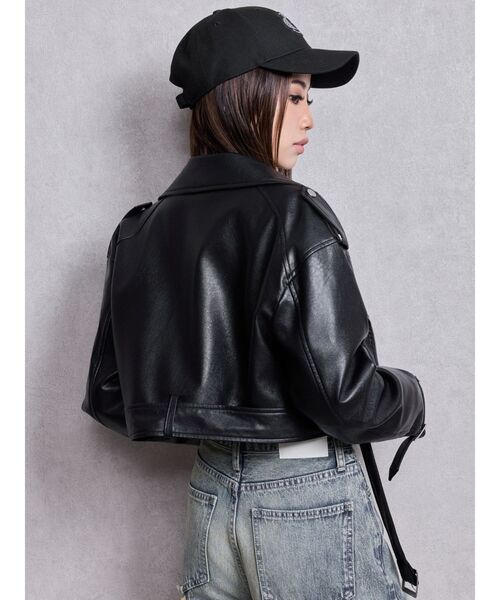 GYDA（ジェイダ） レザージャケット ライダース Fake leather short