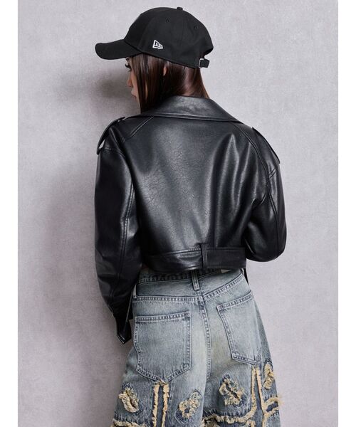 GYDA（ジェイダ） レザージャケット ライダース Fake leather short