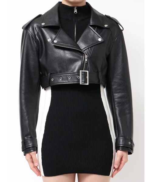 GYDA（ジェイダ） レザージャケット ライダース Fake leather short
