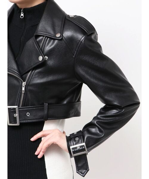 GYDA（ジェイダ） レザージャケット ライダース Fake leather short