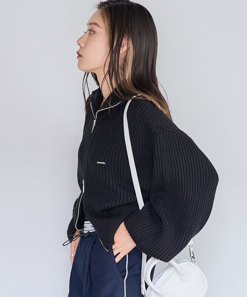 「VIVAYOU」 ニットカーディガン フリ- オフホワイト レディース_画像2