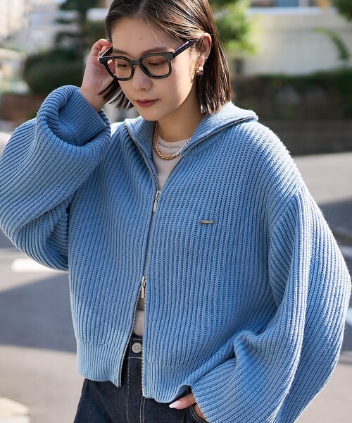 「VIVAYOU」 ニットカーディガン フリ- オフホワイト レディース_画像5