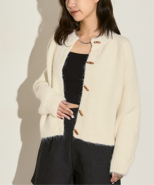 H.TOKYO カーディガン トグルボタンふわふわニットカーディガン