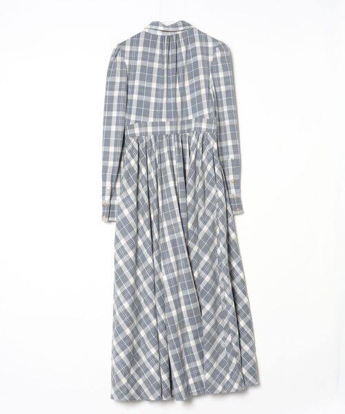 「SEVEN TEN」 チェック柄シャツワンピース S グレー レディース_画像2