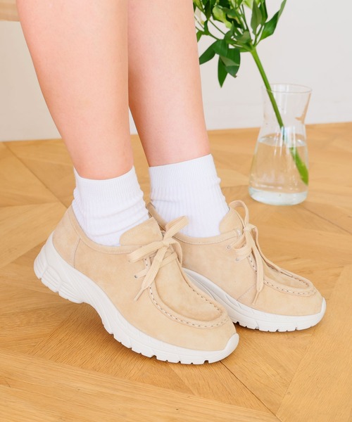 デッキシューズ モカシン 「本革」スニーカーミックスモカシンシューズ/62105 レディース_3