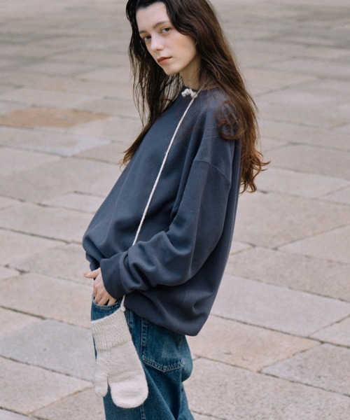 「CREDONA」 スウェットカットソー FREE チャコールグレー レディース_画像2