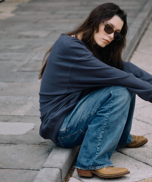 「CREDONA」 スウェットカットソー FREE チャコールグレー レディース_画像4