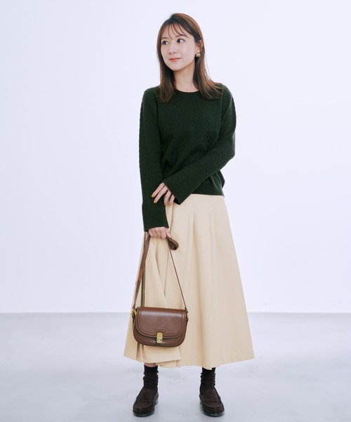 cohina袖ケーブルニットプルオーバー ソフトケーブルニット | 小柄・低身長女性向けファッション通販