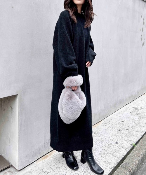 「INGNI」 ニットワンピース M チャコールグレー レディース_画像3