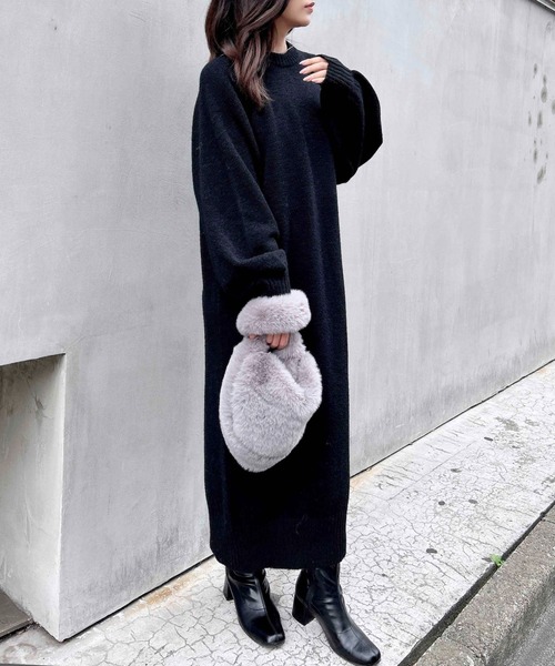 「INGNI」 ニットワンピース M チャコールグレー レディース_画像4