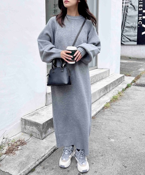 「INGNI」 ニットワンピース M チャコールグレー レディース_画像6