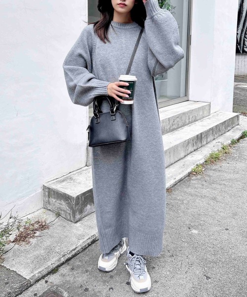 「INGNI」 ニットワンピース M チャコールグレー レディース_画像7