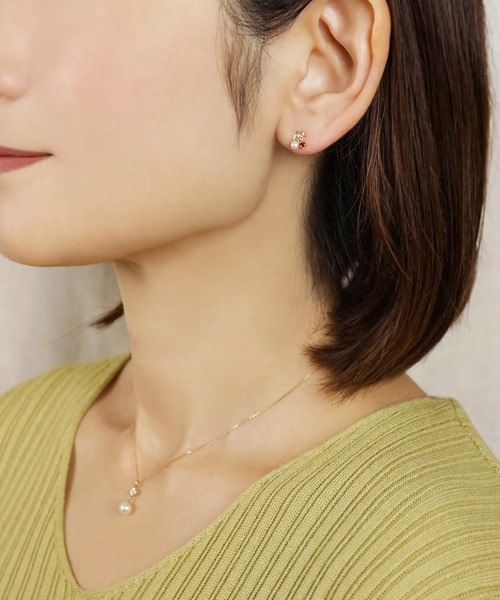 ピアス 「 Solo Pierce」K18・K10 水引き梅結びハーフピアス レディースの画像