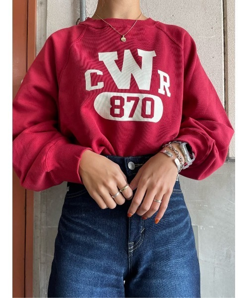 「Champion」 スウェットカットソー L ホワイト レディース_画像2