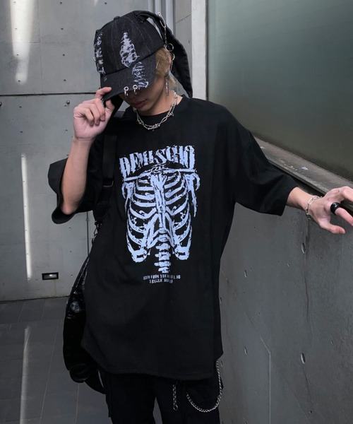 lilful tシャツ 「26年春夏新作」スカルボーンプリントTシャツ メンズ