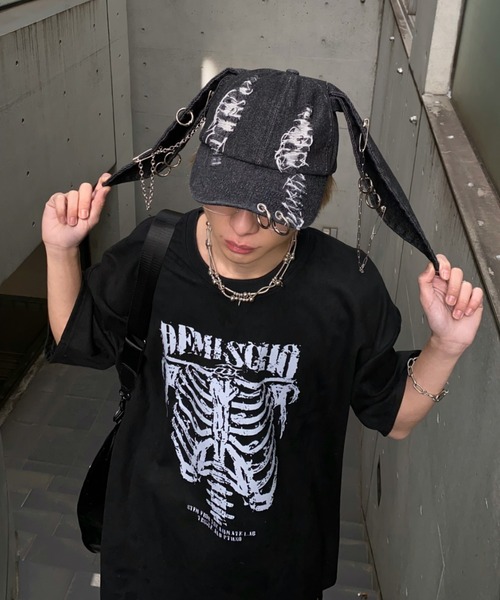lilful tシャツ 「26年春夏新作」スカルボーンプリントTシャツ メンズ