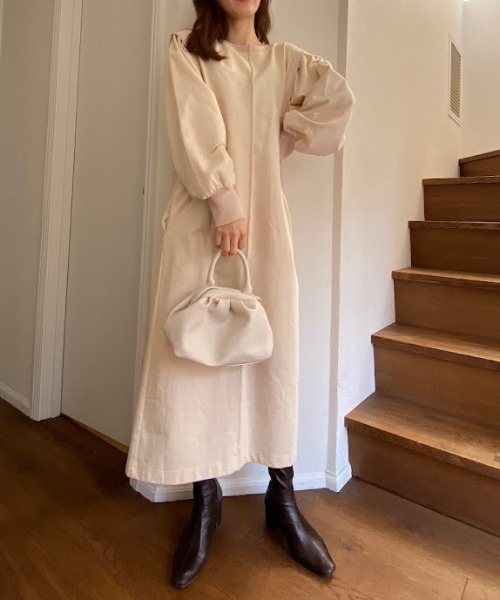 「solleim」 長袖ワンピース M チャコール レディース_画像4