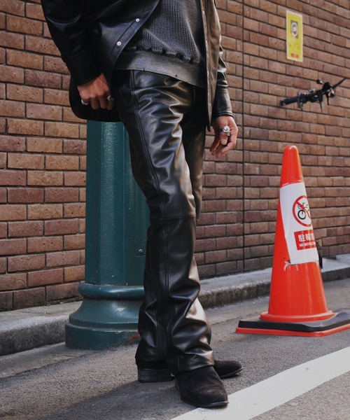 パンツ Wrangler/ラングラー 77MWZ LEATHER「ゴートレザー」/フレアーパンツ メンズの画像