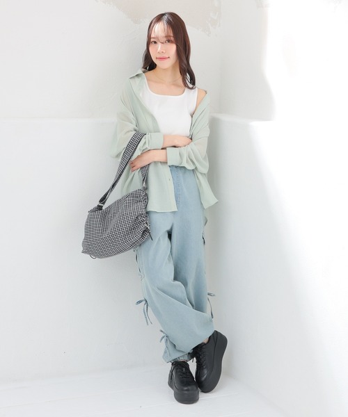 Honeys（ハニーズ） ブラウス シャツ タンク付シアーシャツ レディース