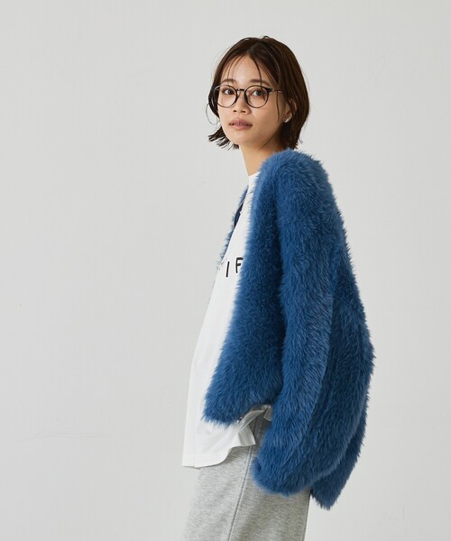 「abahouse mavie」 ニットカーディガン フリー アイボリー レディース_画像6