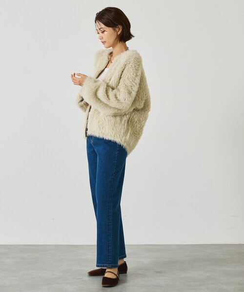 「abahouse mavie」 ニットカーディガン フリー アイボリー レディース_画像8