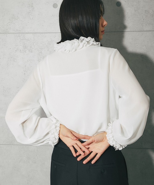 「SMILE ORCHID」 長袖ブラウス M ホワイト レディース_画像2