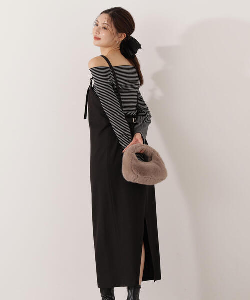 「PROPORTION BODY DRESSING」 キャミソールワンピース MEDIUM ブラック レディースの画像
